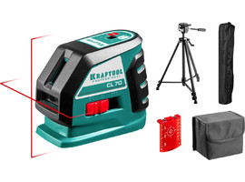 KRAFTOOL CL-70 #3 нивелир лазерный, 20м/70м, IP54, точн. +/-0,2 мм/м, штатив, питание 4хАА, в коробке - фото