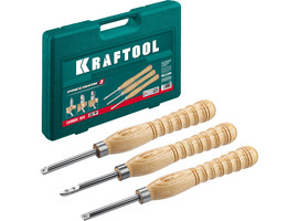 KRAFTOOL Precision-3 набор ручных резцов по дереву, 3шт, Твердосплав - фото