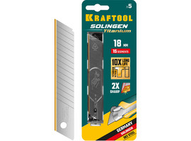 KRAFTOOL SOLINGEN Titanium 18 мм лезвия сегментированные с покрытием TiN, 15 сегментов, 5 шт - фото № 1