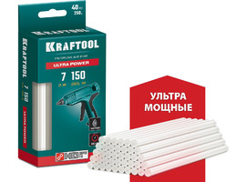 KRAFTOOL Ultra Power ультрамощные прозрачные клеевые стержни, d 7 x 150 мм (7-8 мм) 40 шт. 250 г. - фото