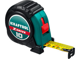 KRAFTOOL X-Drive 10м / 25мм рулетка с ударостойким обрезиненным корпусом - фото № 1