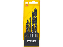 STAYER ″M-type″ 5 шт. 4-5-6-8-10мм, набор спиральных сверл по дереву - фото
