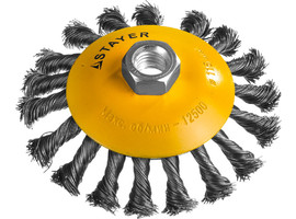 STAYER ″PROFESSIONAL″. Щетка коническая для УШМ, жгутированная стальная проволока 0,5мм, 115ммхМ14 - фото № 1