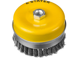 STAYER ″PROFESSIONAL″. Щетка чашечная усиленная для УШМ, жгутированная стальная проволока 0,5мм, 120ммхМ14 - фото № 1
