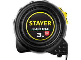 STAYER BlackMax 3м / 16мм рулетка в ударостойком полностью обрезиненном корпусе и двумя фиксаторами - фото № 2