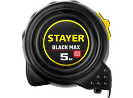 STAYER BlackMax 5м / 25мм рулетка в ударостойком полностью обрезиненном корпусе и двумя фиксаторами - фото № 2