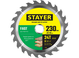 STAYER FAST 230 x 32/30мм 24Т, диск пильный по дереву, быстрый рез - фото № 1