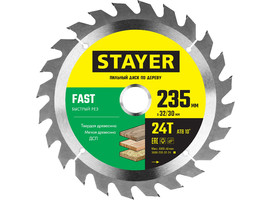 STAYER FAST 235 x 32/30мм 24Т, диск пильный по дереву, быстрый рез - фото