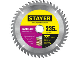 STAYER LAMINATE 235 x 32/30мм 72Т, диск пильный по ламинату, аккуратный рез - фото