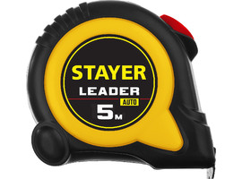 STAYER LEADER 5м / 19мм рулетка с автостопом в ударостойком обрезиненном корпусе - фото № 2