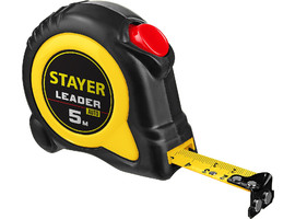 STAYER LEADER 5м / 19мм рулетка с автостопом в ударостойком обрезиненном корпусе - фото