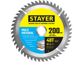 STAYER MULTI MATERIAL 200х32/30мм 48Т, диск пильный по алюминию, супер чистый рез - фото
