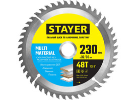 STAYER MULTI MATERIAL 230х32/30мм 48Т, диск пильный по алюминию, супер чистый рез - фото № 1