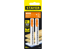 STAYER T119BO, полотна для эл/лобзика, HCS, по дереву, ДСП, фигур. рез, Т-хвостовик, шаг 2мм, 50мм, 2шт, STAYER Professional - фото № 2
