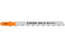 STAYER T144D, полотна для эл/лобзика, HCS, по дереву, ДВП, ДСП, Т-хвостовик, шаг 4мм, 75мм, 2шт, STAYER Professional - фото