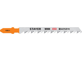 STAYER T144DF, полотна для эл/лобзика, Bi-Metal, по дереву, ДВП, ДСП, Т-хвостовик, шаг 4мм, 75мм, 2шт, STAYER Professional - фото