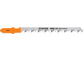 STAYER T244D, полотна для эл/лобзика, HCS, по дереву, ДВП, ДСП, фигур. рез, Т-хвостовик, шаг 4мм, 75мм, 2шт, STAYER Professional - фото № 1