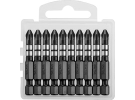 Биты KRAFTOOL Impact Pro, Pozidriv, тип хвостовика E 1/4″, PZ2, 50мм, 10шт, в пластиковом боксе - фото № 1