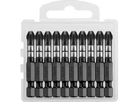 Биты KRAFTOOL Impact Pro, Pozidriv, тип хвостовика E 1/4″, PZ3, 50мм, 10шт, в пластиковом боксе - фото № 1
