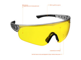 Защитные жёлтые очки STAYER PRO-X широкая монолинза, открытого типа - фото