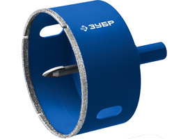 Коронка алмазная с центрирующим сверлом для дрели d 80 мм по керамике и стеклу, Р60, трехгр хвостовик, ЗУБР Профессионал - фото