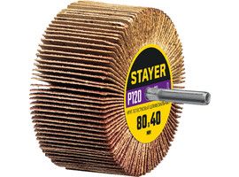 Круг шлифовальный STAYER лепестковый, на шпильке, P120, 80х40 мм - фото