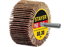 Круг шлифовальный STAYER лепестковый, на шпильке, P60, 60х30 мм - фото