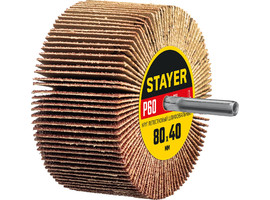 Круг шлифовальный STAYER лепестковый, на шпильке, P60, 80х40 мм - фото