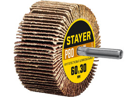 Круг шлифовальный STAYER лепестковый, на шпильке, P80, 60х30 мм - фото