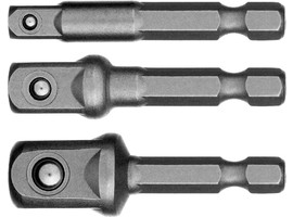 Набор STAYER MASTER ″MAXFIX″: Адаптеры для торцовых головок, сталь 40Cr, 3 предмета E1/4-1/4″, E1/4-3/8″, E1/4-1/2″, 50 мм - фото № 1