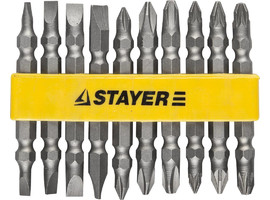 Набор STAYER Биты ″MASTER″ двухсторонние в пластиковом держателе, Cr-V, 10 предметов - фото № 1