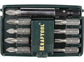 Набор бит ″COMPACT-10″ с магнитным адаптером, KRAFTOOL 26130-H10, в мини бит-боксе, 10 предметов - фото № 1