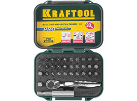 Набор бит ″EXPERT″с мини трещоткой 1/4″, KRAFTOOL 26157-H33, 33 предмета - фото № 2