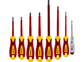 Набор: Отвертки SL 3, 5, 6 / PH 1, 2 / PZ 1, 2, тестер 100-250 В, ЗУБР ″Профессионал″ 25268, в кейсе, 8 предметов - фото № 1
