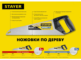 Ножовка ударопрочная (пила) ″TopCut″ 500 мм, 5 TPI, быстрый рез поперек волокон, для крупных и средних заготовок, STAYER - фото № 2