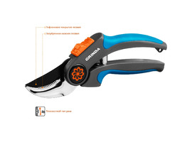 Плоскостной секатор GRINDA PROLine P-55 205 мм с двухкомпонентными рукоятками - фото № 2