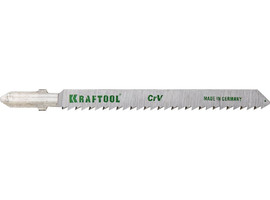 Полотна KRAFTOOL, T101B, для эл/лобзика, Cr-V, по дереву, ДСП, ДВП, чистый рез, EU-хвост., шаг 2,5мм, 75мм, 2шт - фото № 1