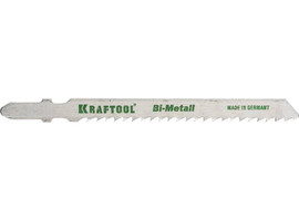 Полотна KRAFTOOL, T127DF, для эл/лобзика, Bi-Metall, по мягкому металлу (3-15мм), EU-хвост., шаг 3мм, 75мм, 2шт - фото