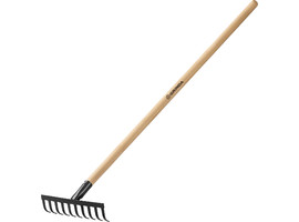 Садовые грабли GRINDA GT-10 WOOD 260 х 80 х 1300 мм 10 прямых зубцов деревянный черенок - фото