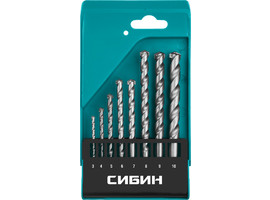 СИБИН 8 шт: d 3-4-5-6-7-8-9-10 мм набор сверл по бетону - фото № 1