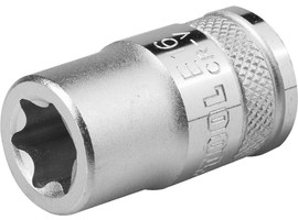 Торцовая головка KRAFTOOL ″INDUSTRIE QUALITAT″, Cr-V, внешний TORX, хромосатинированная, 1/2″, Е 18 - фото