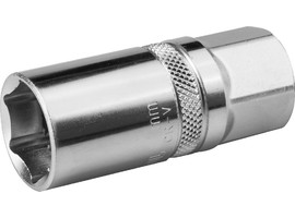 Торцовая головка KRAFTOOL ″INDUSTRIE QUALITAT″, свечная с резин. вставк., Cr-V, FLANK, хромосатинированная, 1/2″, 16мм - фото