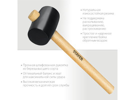 Чёрная резиновая киянка STAYER 225 г - фото № 2