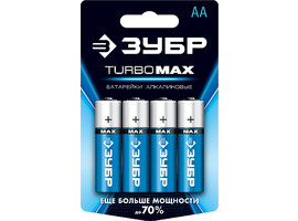 Щелочная батарейка 1.5 В, тип АА, 4 шт, ЗУБР Turbo-MAX - фото № 2