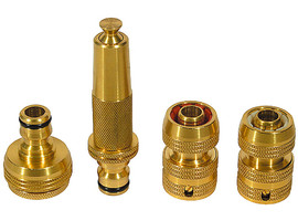RACO PROFI 3/4″+1″ (5 шт: 4246-55005, -55007, -55012 с переходником, -55021) набор: наконечник регулируемый и адаптеры, из латуни - фото