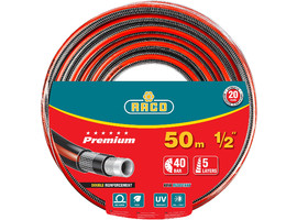 Поливочный шланг RACO PREMIUM 1/2″ 50 м 40 атм пятислойный усиленный двумя слоями армирования - фото