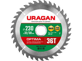 URAGAN Optima 230х32/30мм 36Т, диск пильный по дереву - фото