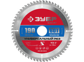 ЗУБР Универсальный рез 190 x 20/16мм 60Т, диск пильный по алюминию - фото