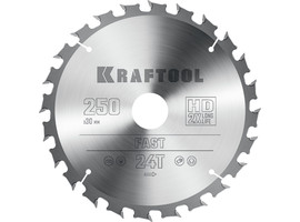 KRAFTOOL Fast 250х30мм 24Т, диск пильный по дереву - фото