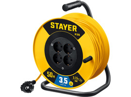 STAYER M-315, ПВС, 3 х 1.5 мм2, 50 м, 3500 Вт, силовой удлинитель на катушке (55078-50) - фото № 1